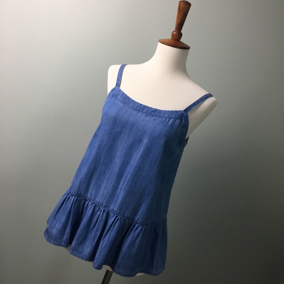 Crown & Ivy Chambray Flounce Hem Tank Top - Picture 2 of 3